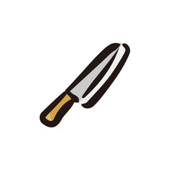 Kitchen knife - Kitchen tool icon/illustration (Hand-drawn line, colored version)