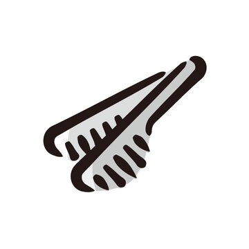recommend clip art: Tongs - Kitchen tool icon/illustration (Hand-drawn line, colored version)