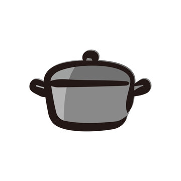 Stock pot - Kitchen tool icon/illustration (Hand-drawn line, colored version)