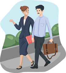 Illustration of office workers. employees. workspace.