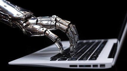 Cyborg / Android Hand Typing on a Laptop Computer