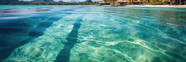 Fototapeta na wymiar Crystal-Clear Pools of Bora Bora pristine water Generative Ai Digital Illustration