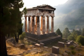 Athena's Ancient Greek Temple at Delphi. AI