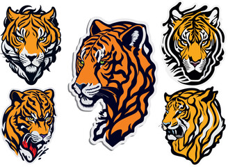 sticker, tiger logo, formidable striped predatory cat