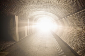Bright rays of light at the end of the tunnel, a religious phenomenon