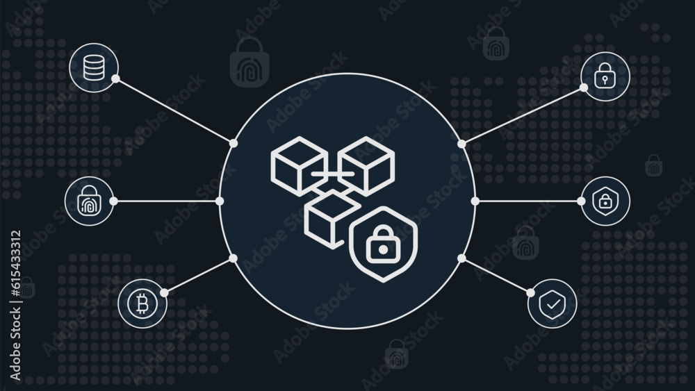 Canvas Prints blockchain security concept banner template. crypto currency. cyber attacks. global financial networ