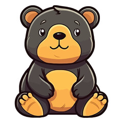 Curious Forest Prowler: Enthralling 2D Illustration Showcasing a Cute Sun Bear
