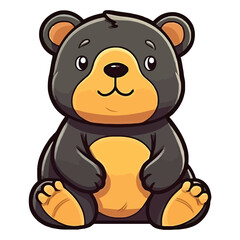 Fototapeta premium Curious Forest Prowler: Enthralling 2D Illustration Showcasing a Cute Sun Bear
