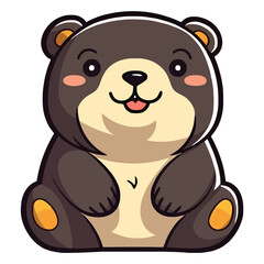 Fototapeta premium Curious Forest Prowler: Enthralling 2D Illustration Showcasing a Cute Sun Bear