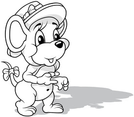 Drawing of a Cute Mouse with a Hat on its Head