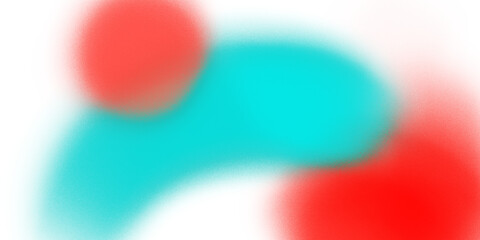 Abstract freehand gradient composition artistic poster design with grain texture. Red, light blue, aqua, teal, turquoise blurry colors on transparent background.