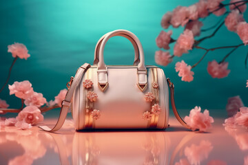 Luxury glamour woman`bag. Super photo realistic background, generative ai illustration.