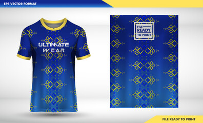 Background vector, jersey sport shirt template design for soccer Sport, basket ball, running uniform in front view, Shirt mockup, design very simple and easy to custom blue sky and yellow gradient 