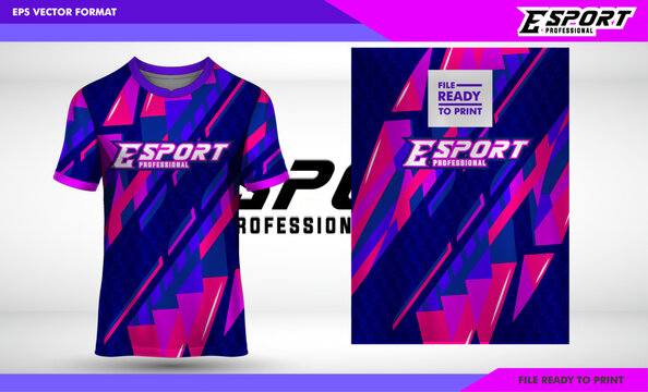 Gaming Tshirt or Esport Jersey Uniform Designs Template with Clean and Modern concept, Short Sleeve, Well Presented for gaming teammagenta and blue combination color