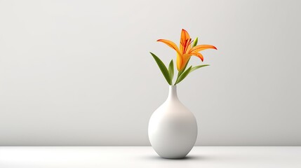 Orange lily in a white vase on a beautiful generative ai