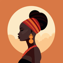 Black woman in traditional costume icon avatar. African woman design. Vector stock