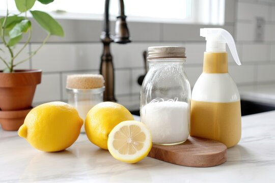 homemade cleaning product recipe with ingredients and step-by-step instructions, created with generative ai