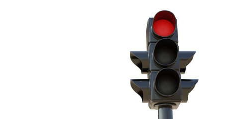 Red color traffic light isolated on transparent background, PNG. Stop  signal concept