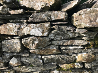 Close up of a dry stone way from the English countryside