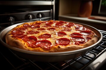 classic pepperoni pizza, ready to be baked and enjoyed, created with generative ai