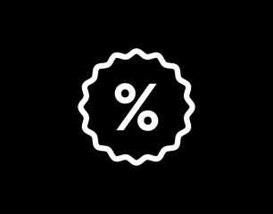 Discount vector icon. Sale icon. For web and mobile app. White line discount tag sign and symbol. Percentage vector icon.