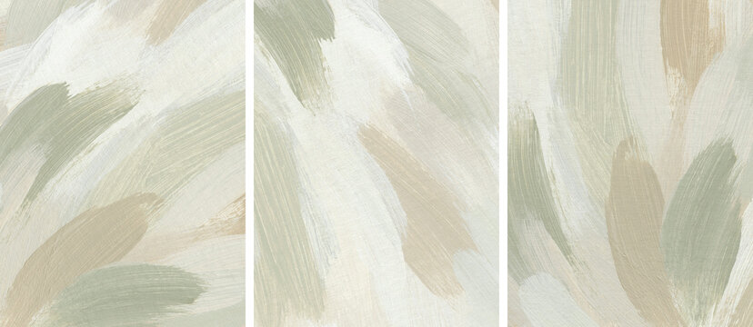Abstract background set in earthy colors. Acrylic hand painted template. Art texture with paint brush strokes