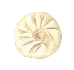 Watercolor painting of Steamed bun.