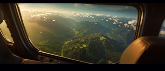 Naklejka premium Breathtaking view from the airplane window. Great view. Generative AI