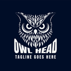 owl head logo design. owl mascot vector illustration