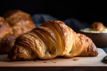 homemade croissant, with flaky layers and rich buttery flavor, created with generative ai