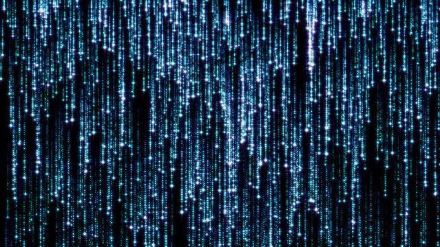 4K beautiful animation of falling lines with glow dots