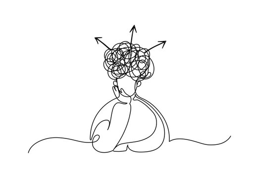 Choice. Man making choice. Continuous line drawing.