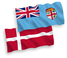 Flags of Denmark and Republic of Fiji on a white background