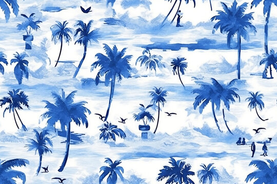 seamless pattern with palm trees
