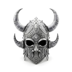 Silver viking helmet isolated on white background, ai generated