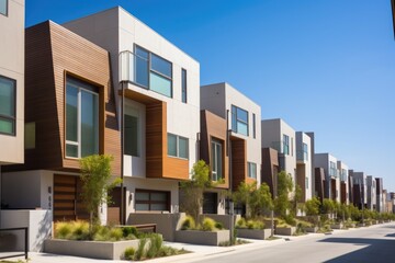 modern and sleek residential neighborhood, with modern architecture and design elements, created with generative ai