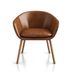 Obraz na płótnie Canvas Brown chair on white background, modern furniture, ai generated
