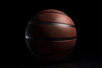 3d render of basketball ball isolated on dark background, ai generated