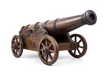 Old ancient cannon isolated on white background, ai generated