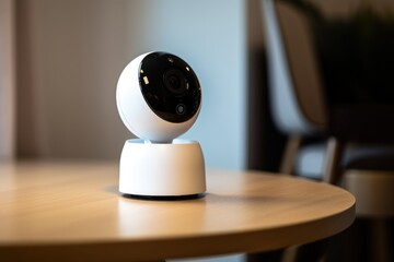 Obraz premium security camera with motion detection, capturing the moment someone enters a room, created with generative ai