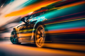 Car in motion background, ai generated