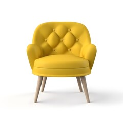 Obraz na płótnie Canvas Yellow modern chair isolated on white background, ai generated