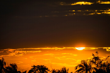 Twilight's Veil: Dark Clouds Covering the Setting Sun