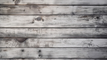 Fototapeta premium Verwitterter Holzhintergrund in weiß im Vintage-Stil aus quer liegenden Holzplanken.
