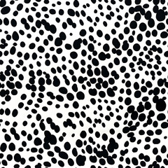 Modern seamless leopard pattern, black spots on a white background classic design. AI illustration. Wild nature.