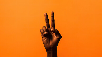 Eine Hand zeigt das Friedenszeichen.