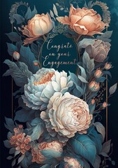Engagement Floral Postcard Design A5 Created with Generative AI Tools
