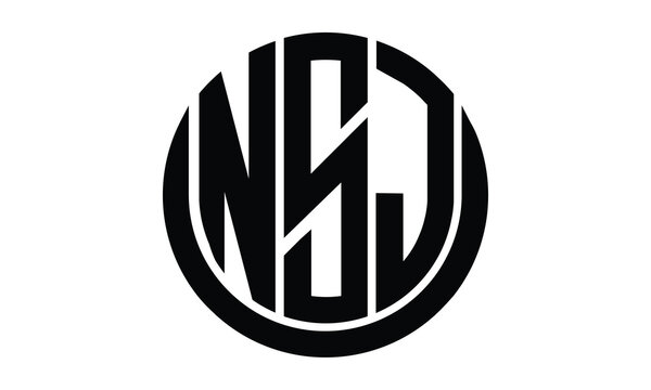 NSJ shield with round shape logo design vector template | monogram logo | abstract logo | wordmark logo | lettermark logo | business logo | brand logo | flat logo.