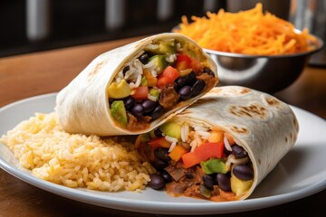 vegetarian burrito, filled with beans, veggies, and cheese, created with generative ai