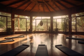 wellness retreat with yoga and meditation classes, healthy meals, and spa treatments, created with generative ai